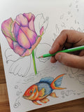 Livre l' ART de colorer "les poissons" de l'artiste Corinne JEANJACQUES, 30 pages